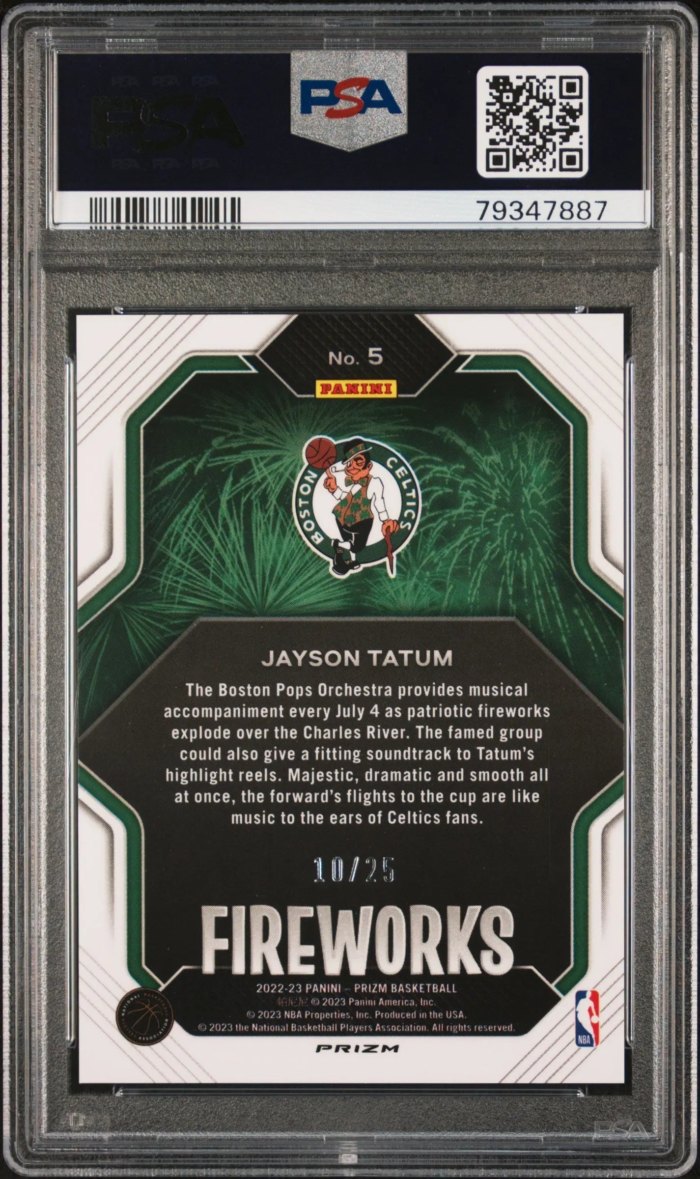 2022 Panini Prizm Basketball Fireworks Jayson Tatum Mojo Prizm PSA 10 /25 - Rare Collectible Card for NBA Fans & Sports Memorabilia Collectors - Perfect for Display, Investment, and Trading