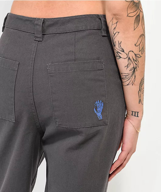 Vans Women's Breana Geering Skate Wide Leg Pants - Asphalt Black - Comfortable & Durable Skateboarding Pants for Casual Wear & Street Fashion