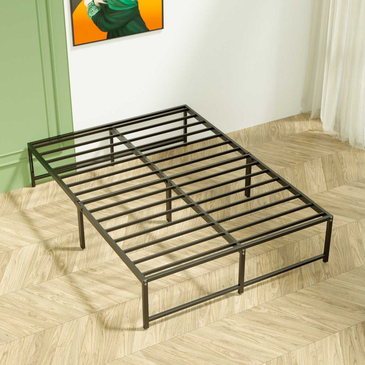 Full Bed Frame Black - Sturdy Metal Platform Bed with Headboard & Footboard for Bedroom, Guest Room, Dorm - Easy Assembly & Noise-Free Design