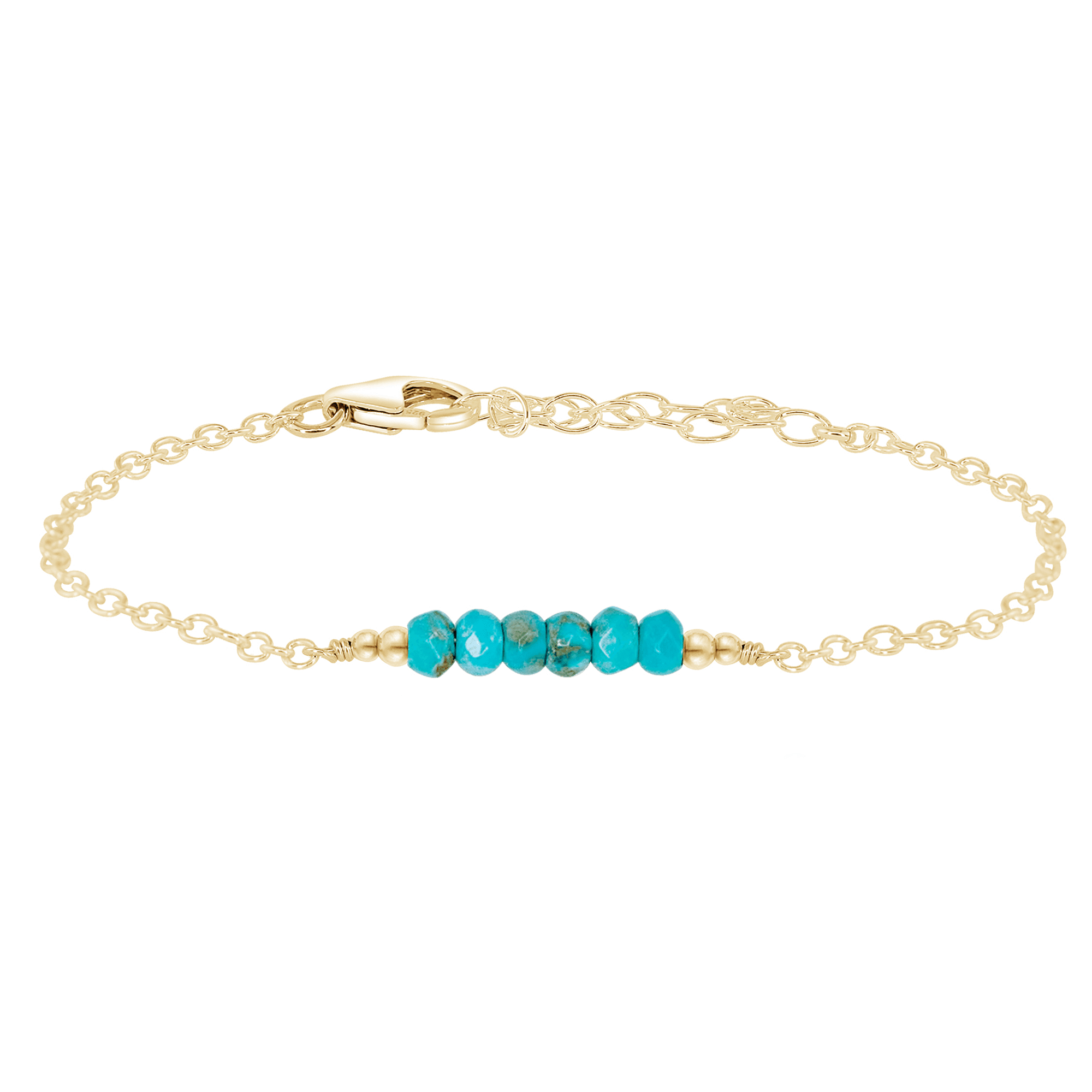 Sparkling Turquoise Gemstone Faceted Bead Bar Bracelet for Women - Handmade Boho Chic Jewelry for Casual Wear, Parties & Gifts