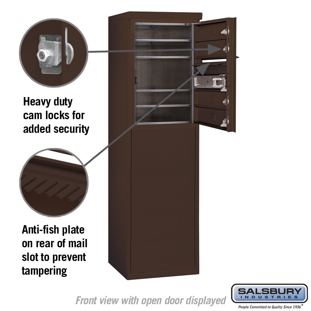 Bronze Free Standing Horizontal 4C Mailbox - Salsbury Industries 3906S-04ZFP - Durable Outdoor Mailbox for Homes & Businesses | Perfect for Residential Streets, Office Buildings & Rural Areas