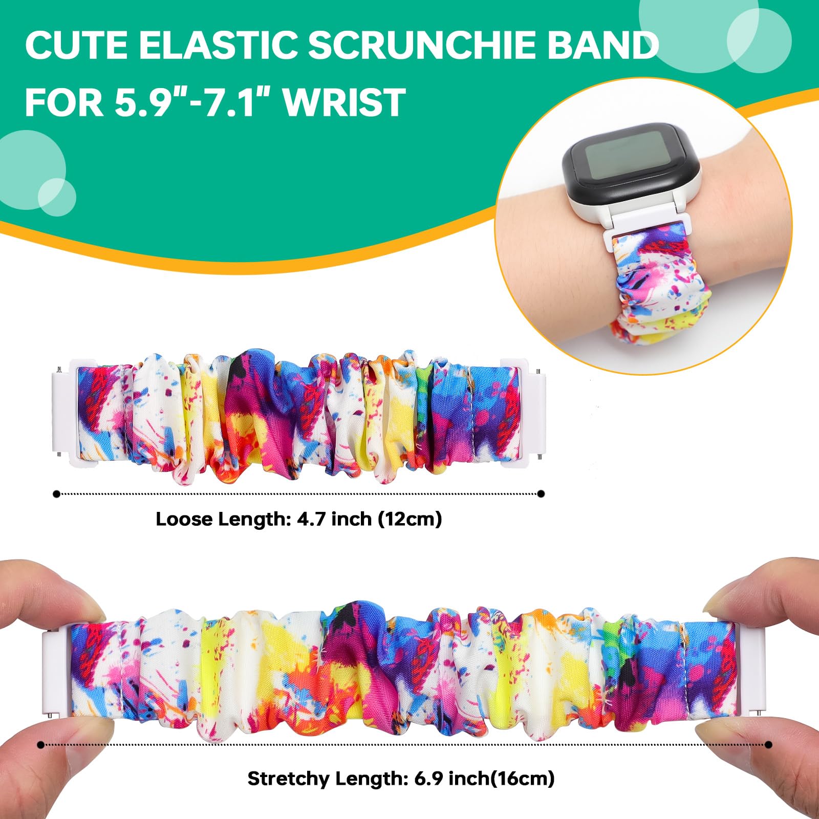 2 Pack Cute Printed Soft Elastic Stretchy Solo Loop Bands - Compatible with Gizmo Watch 3/2/1, Gabb Watch 3/2/1, SyncUP Watch, Cosmo JrTrack 3/2 SE/2/JrTrack (20mm Small Size) - Perfect for Kids' Daily Wear, School & Playtime
