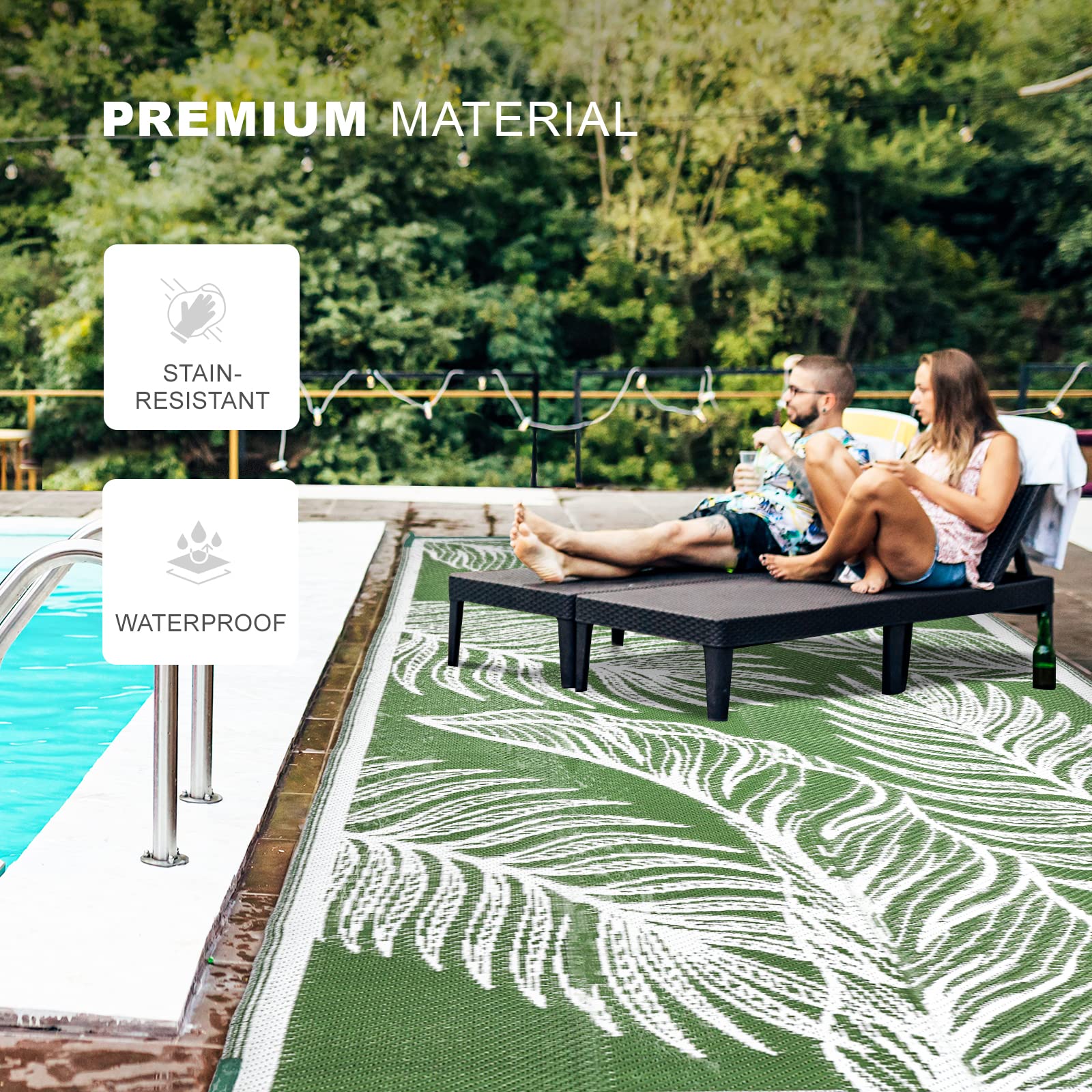 WikiWiki Outdoor Rugs 9x18 - Waterproof & Portable Camping Mats for RV, Patio, Deck, Balcony, Pool - Large Indoor/Outdoor Plastic Straw Rugscape Series - Perfect for Camping, Picnics & Backyard Gatherings