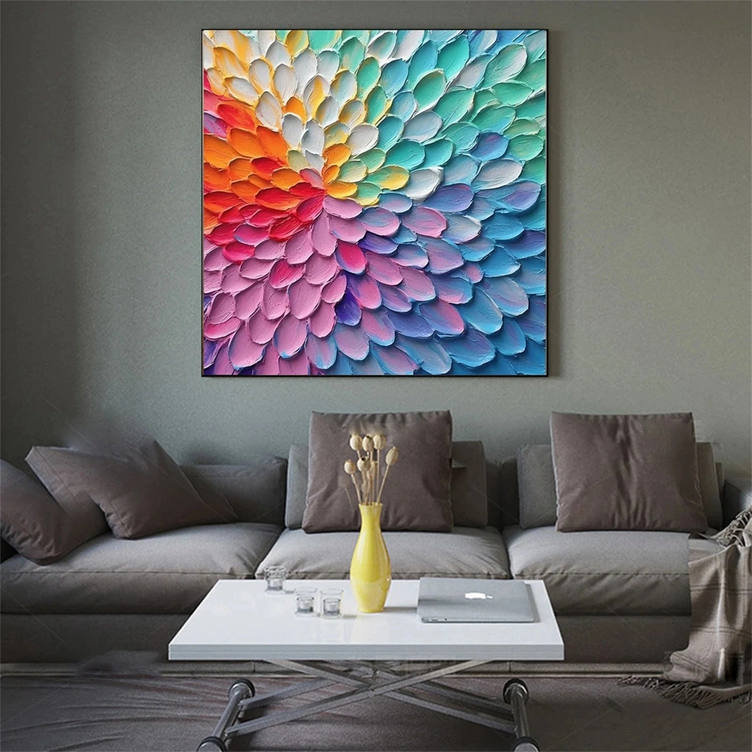 Flower and Tree Painting #FT164 - Handmade Canvas Wall Art for Home & Office Decor - Perfect for Living Room, Bedroom, or Gift