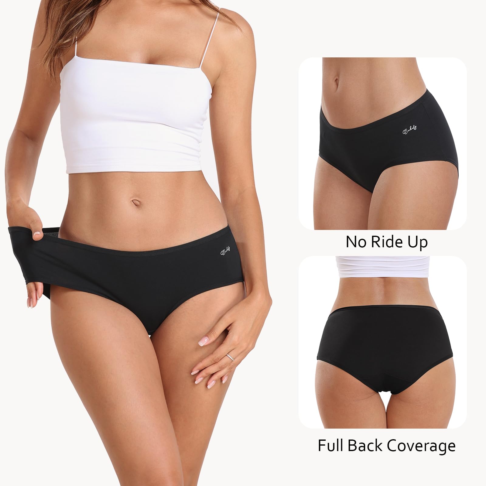 Women's Cotton Low Rise Briefs - Full Coverage Hipster Panties - Breathable Underwear 4 Pack - Comfortable for Everyday Wear, Yoga & Lounge