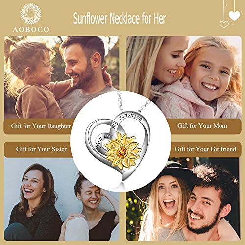 AOBOCO 925 Sterling Silver Flower Necklace for Women - Elegant Crystal Pendant Jewelry, Perfect Birthday Gift for Her, Anniversary Present, Valentine's Day Gift | Ideal for Weddings, Parties & Everyday Wear