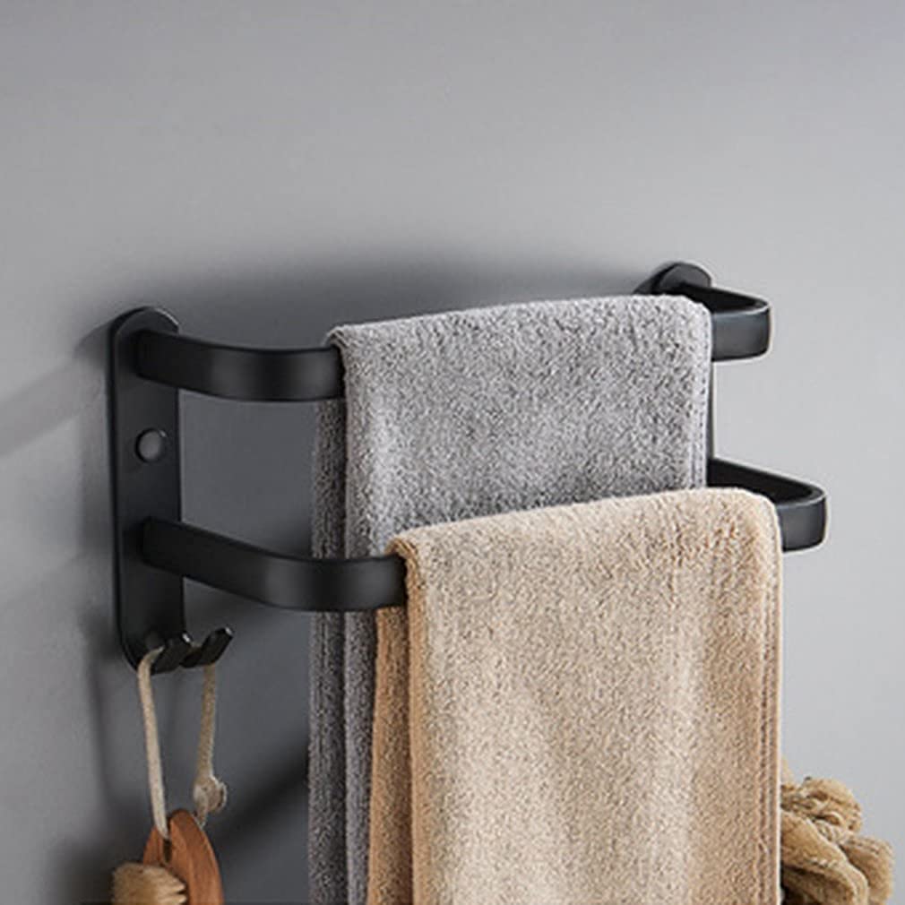 Non-Slip Wall Mounted Towel Rack with Double Hooks - 30Cm Bathroom Organizer for Slippers, Towels & Clothes | Space Saving Storage Solution for Small Bathrooms, Laundry Rooms & Entryways