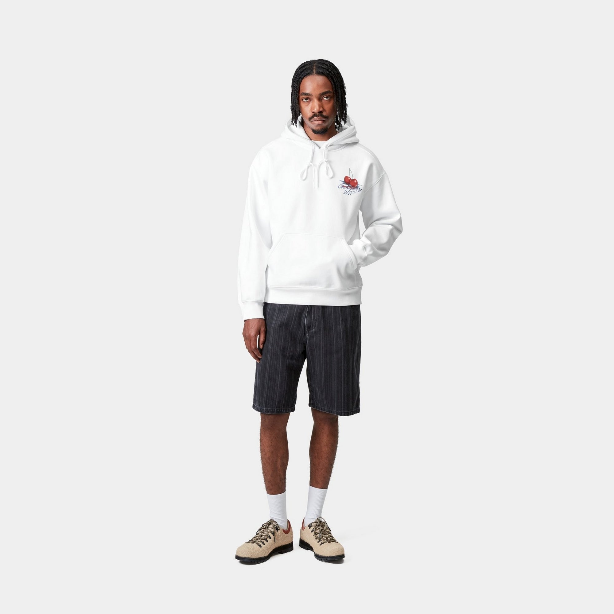 Jake Garcia Hooded Sweatshirt for Men - Soft Cotton Pullover with Kangaroo Pocket | White | Casual Streetwear for Everyday Comfort & Style
