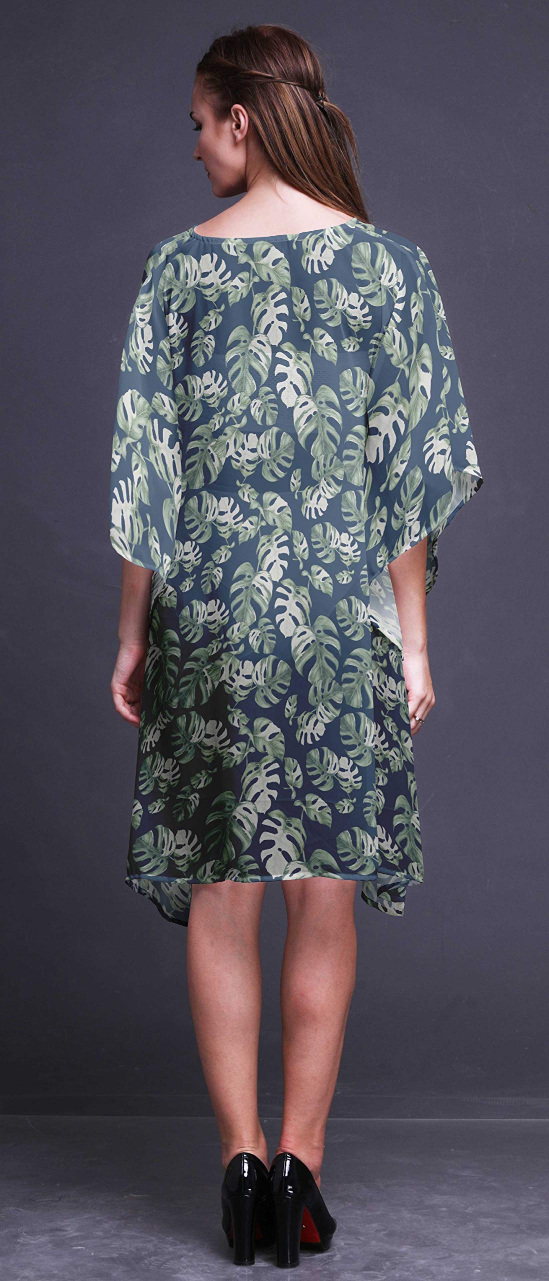 Bimba Women's Short Caftan Midi Dress - Beach Cover Up, Swimwear Kaftan for Poolside, Vacation & Summer Outfits