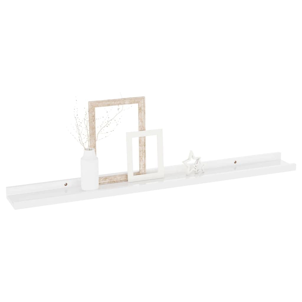 FAMIROSA 2 Pack Wall Mounted Shelves - High Gloss White Floating Shelves 31.5