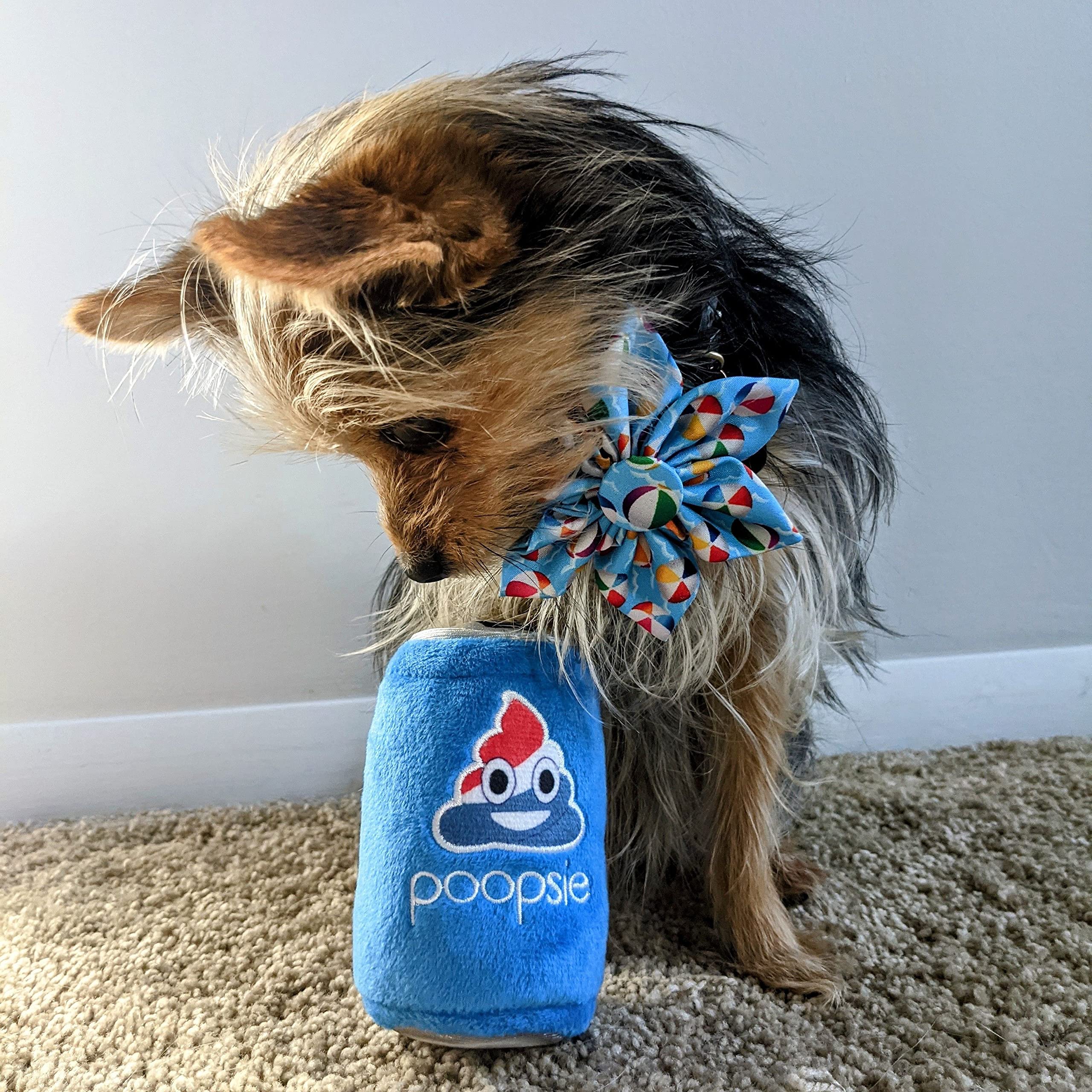 Huxley & Kent Squeaky Plush Dog Toy for Small Dogs - Funny & Cute Poopsie Cola Design with Built-in Squeaker | Perfect for Playtime, Training Rewards & Interactive Bonding with Your Pet
