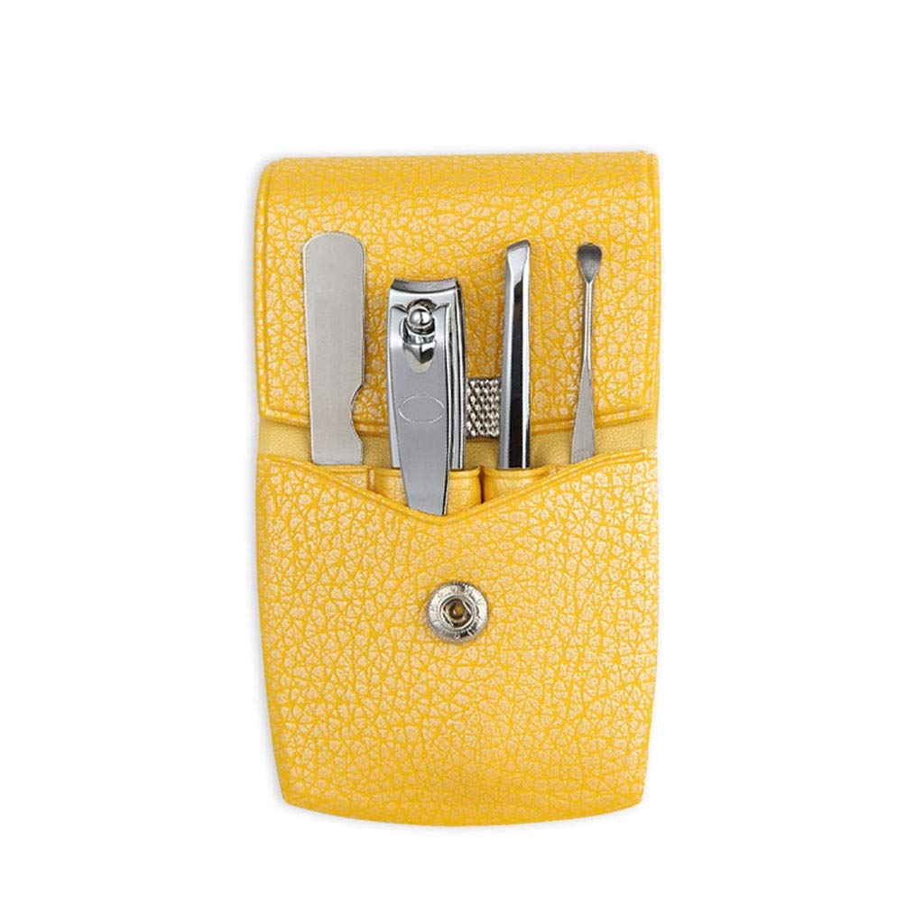 TOMYEUS Professional 4-Piece Nail Clipper Set with Leather Case - Stainless Steel Manicure Kit for Women & Men, Travel-Friendly Nail Care Tools (Silver) | Perfect for Home, Salon, Travel & Gifts