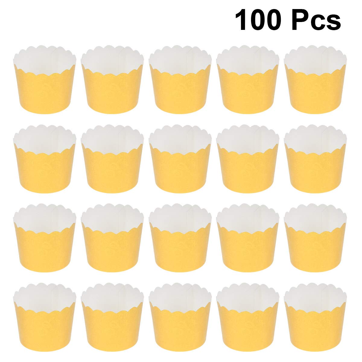 DOITOOL 100pcs Yellow Gold Cupcake Liners - Wedding Baking Cups, Dessert Wrappers & Small Baking Paper Sleeves for Cupcake Pans | Perfect for Birthday Parties, Baby Showers & Holiday Baking