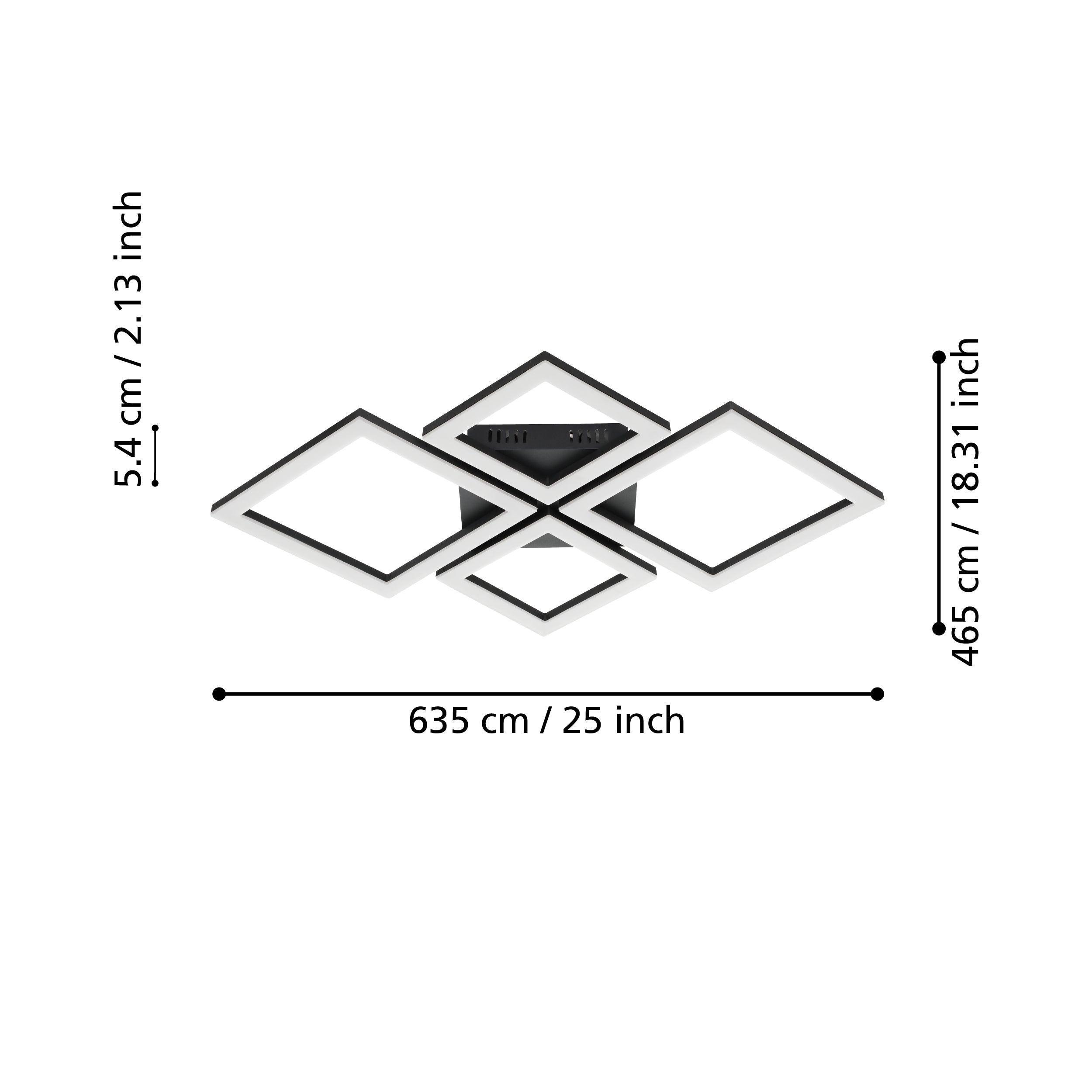 Eglo Connect Paranday Z Smart LED Flush Mount Ceiling Light - 4 Square Design in Black & White | Modern Lighting for Living Room, Bedroom & Kitchen