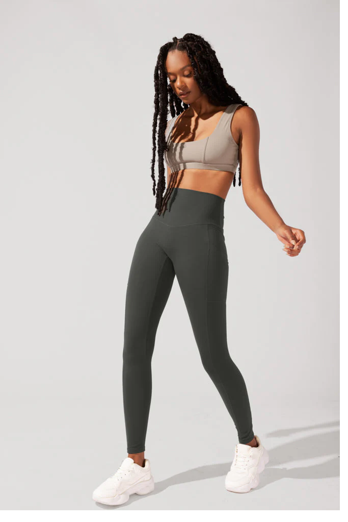 Supersculpt™ High Waist Yoga Leggings with Pockets - Women's Workout Tights for Running, Gym & Lounge - Forestwood Color