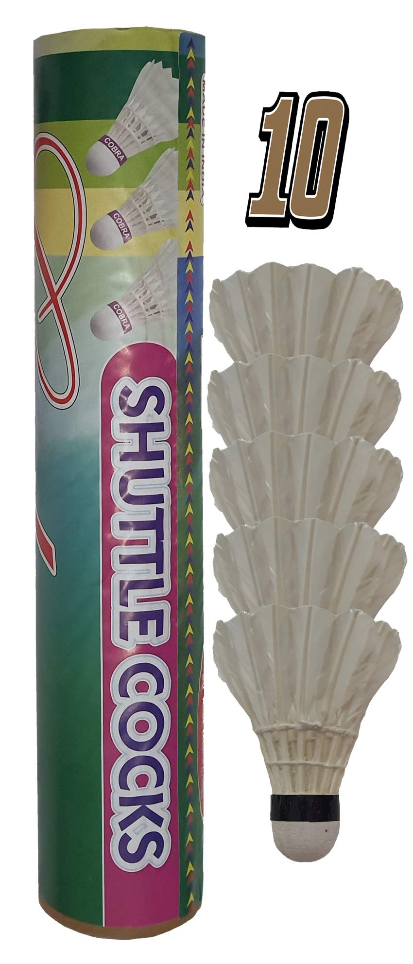 Premium JLG Feather Badminton Shuttlecocks - Set of 10 High-Quality Goose Feather Birdies for Professional & Recreational Play - Perfect for Tournaments, Training & Backyard Games