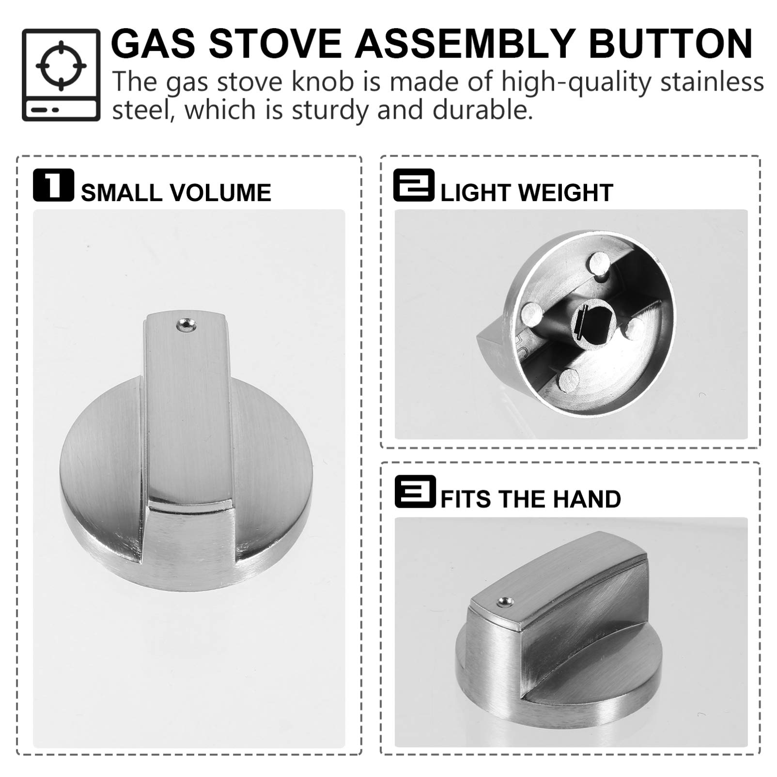 DOITOOL 5-Piece Stainless Steel Stove Top Knobs - Replacement Gas Burner Control Dials for Oven, Cooker & Cookware - Durable Metal Knobs for Easy Temperature Adjustment - Perfect for Kitchen Upgrades & Appliance Repairs