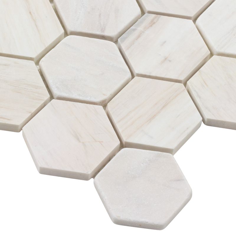 Hexagon Prime Stone Mosaic Tile Beige - Premium Natural Stone Wall & Floor Tile for Bathroom, Kitchen Backsplash, Shower, and Fireplace