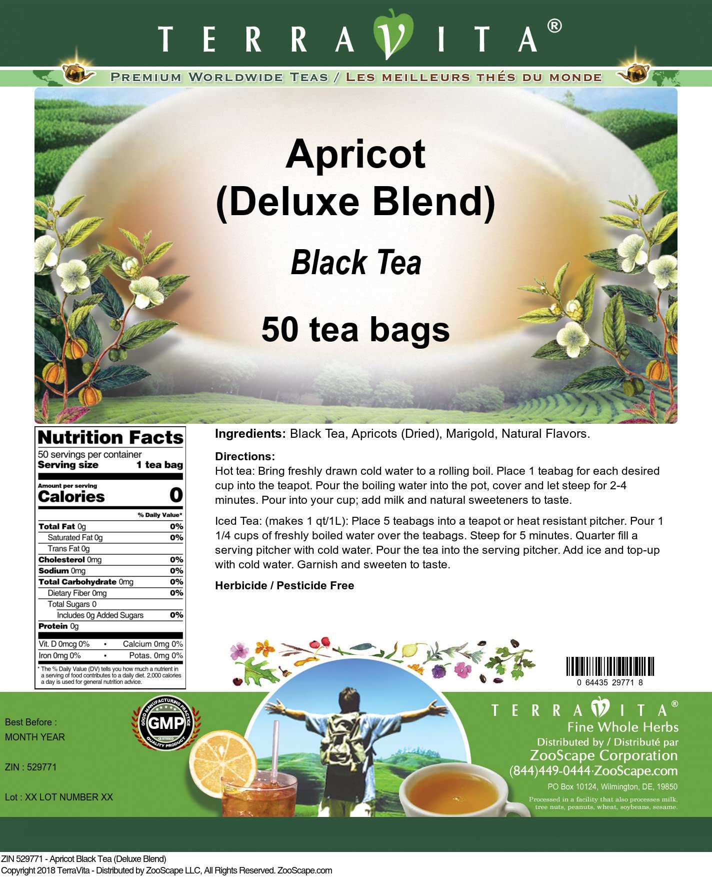 Premium Apricot Black Tea Deluxe Blend - 50 Tea Bags | Natural & Aromatic | Perfect for Afternoon Tea, Gifts & Relaxation