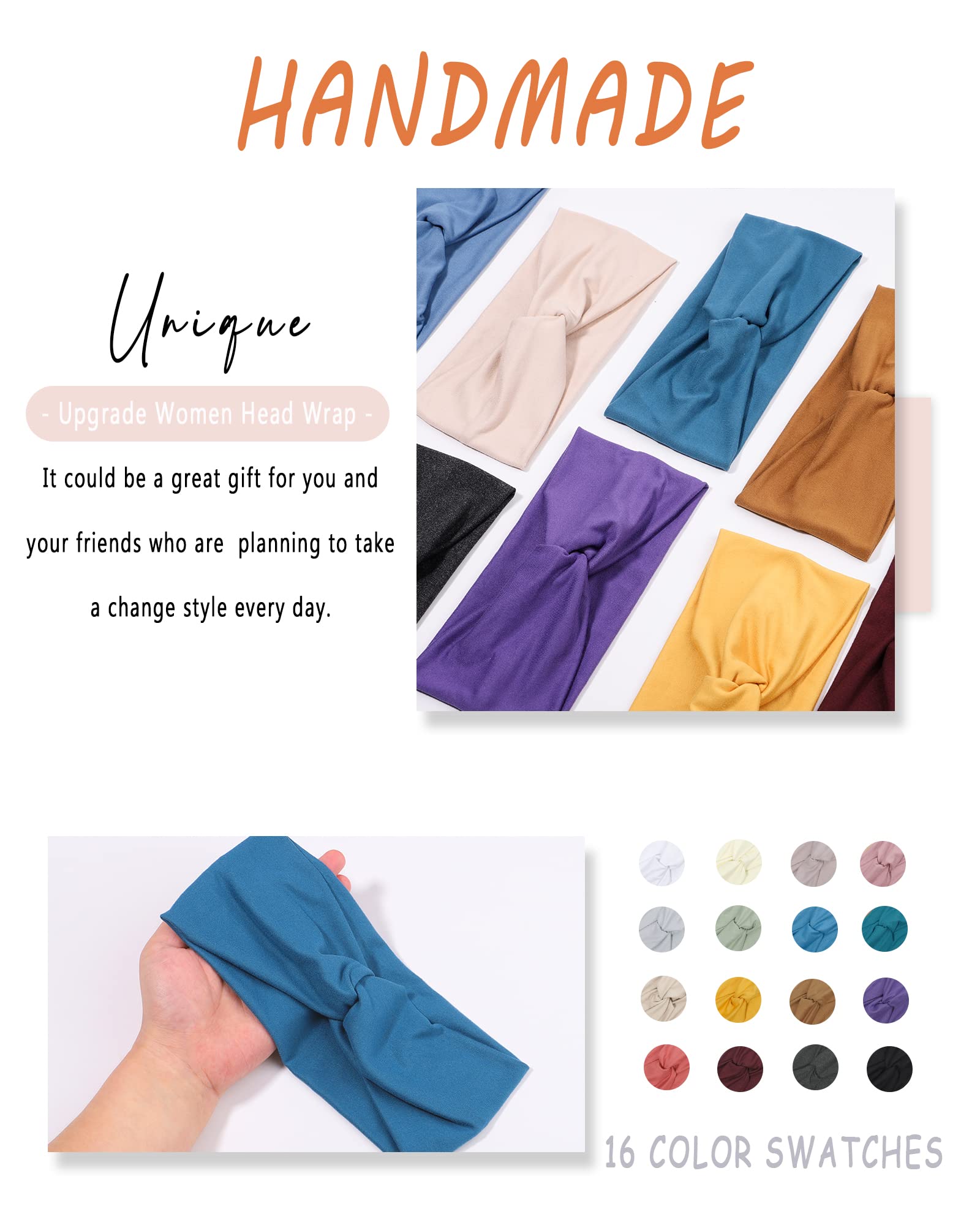 Jollybows 16 PCS Women's Elastic Headbands - Non-Slip Yoga & Running Hair Bands, Soft Hair Wraps for Girls & Women in Earth Tones - Perfect for Workouts, Sports & Daily Styling