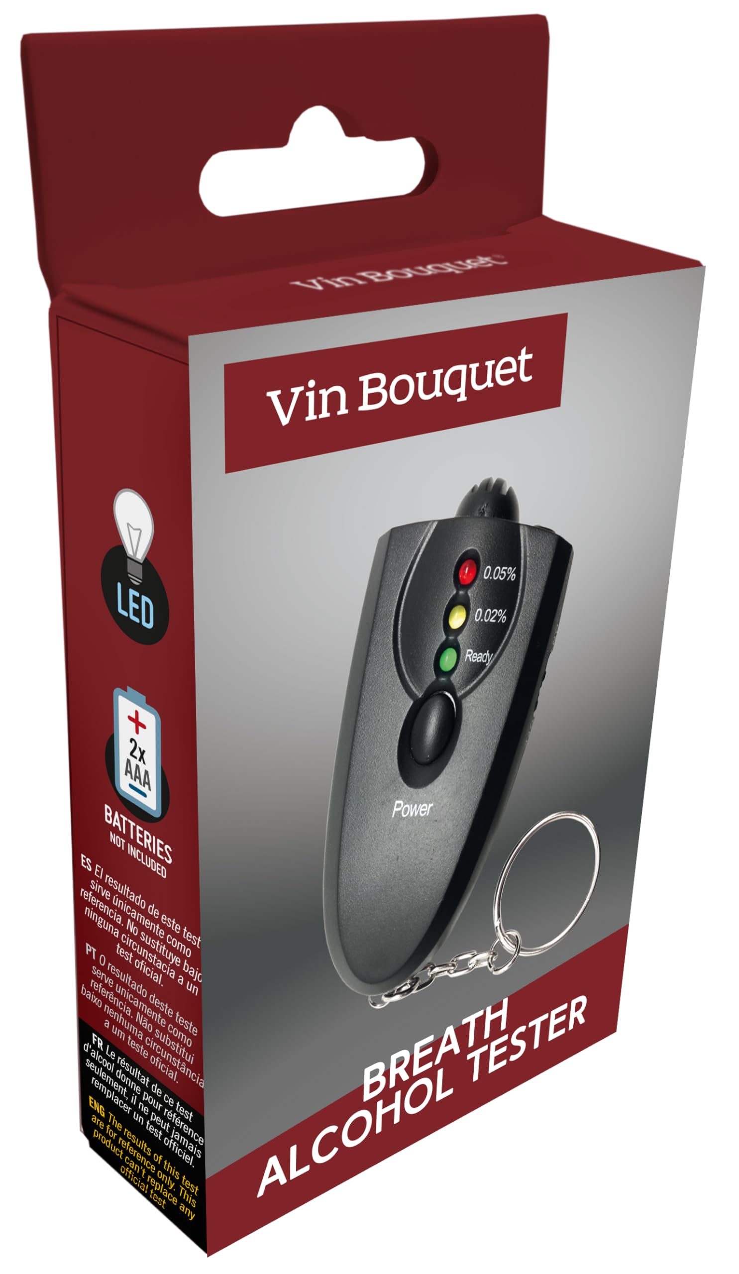 VB VIN BOUQUET Professional Portable Breathalyzer - Accurate Alcohol Tester (9 x 3 x 16 cm, Black/White) - Ideal for Personal Use, Law Enforcement, and Workplace Safety Testing
