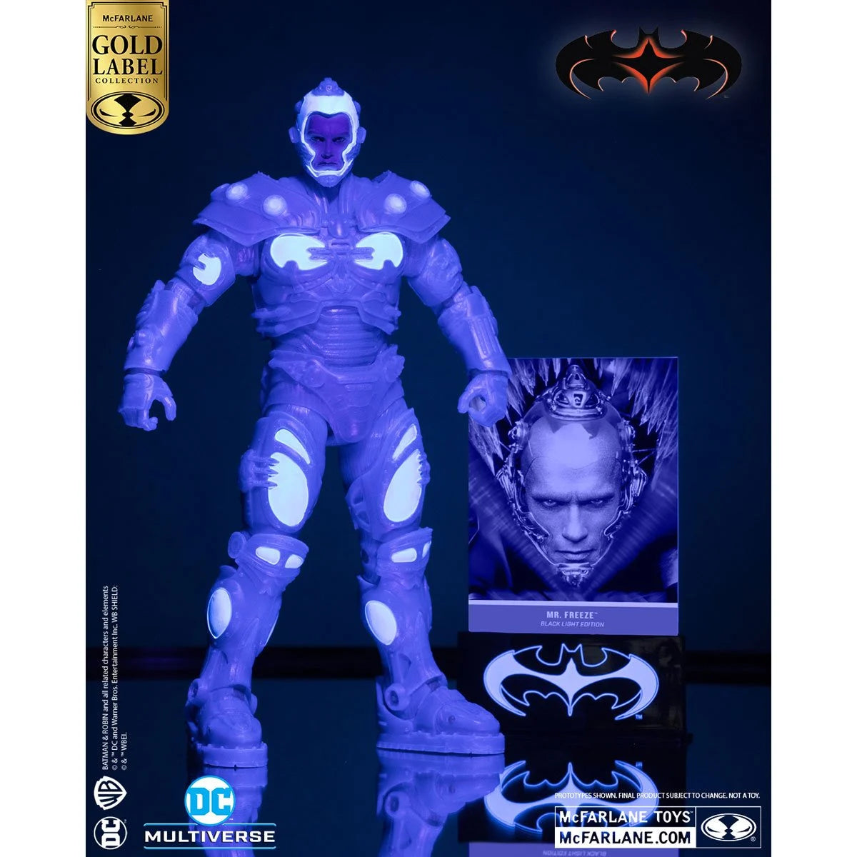 Mr. Freeze (Black Light) DC Multiverse Batman and Robin Gold Label 7-Inch Action Figure - Collectible Toy for Superhero Fans, Perfect for Display and Comic Book Themed Decor