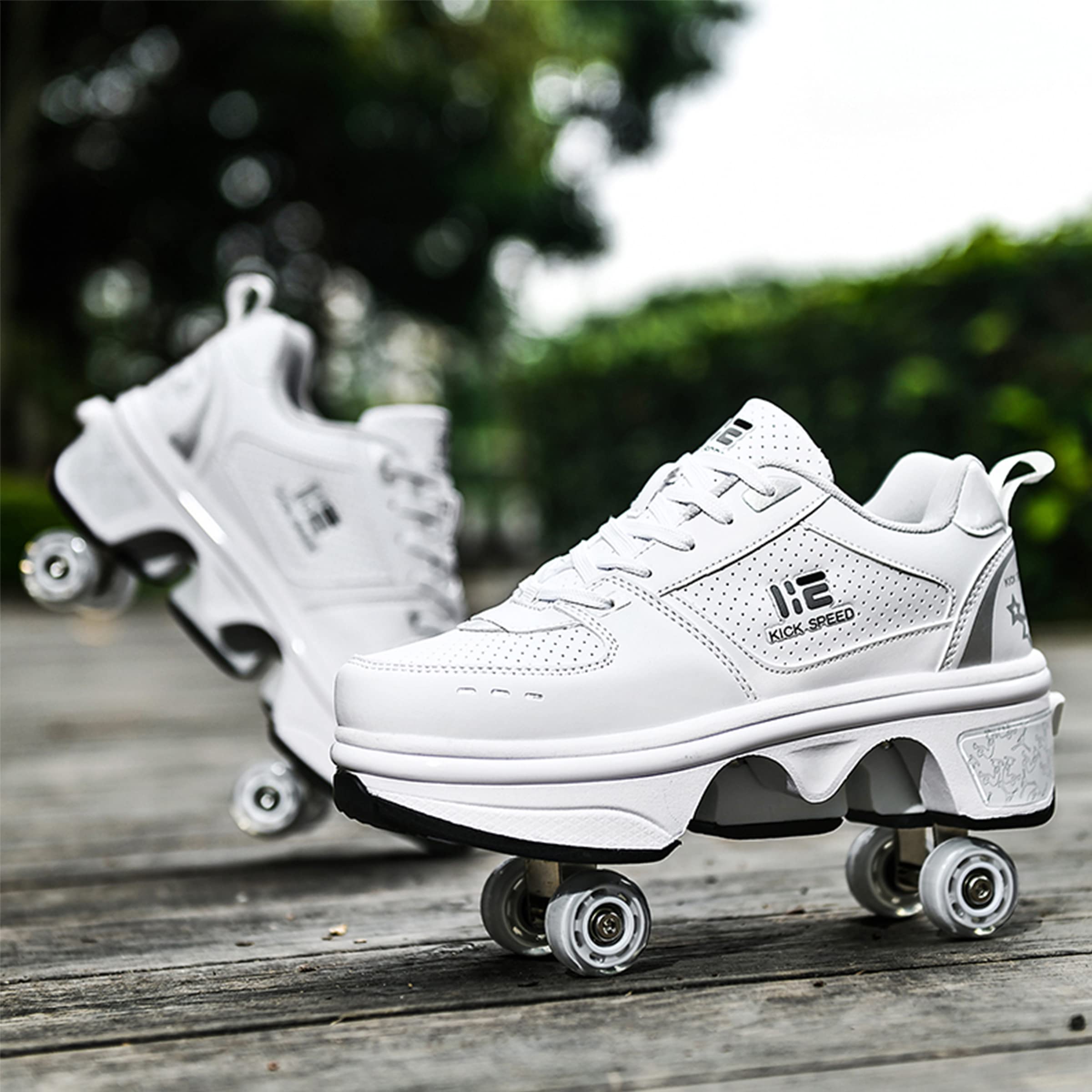 2-in-1 Roller Skates Shoes with Retractable 4 Wheels & Pop-Out Design - Adjustable Kids Skate Shoes for Boys & Girls - Perfect for Outdoor Sports, Skating Rinks & Birthday Gifts