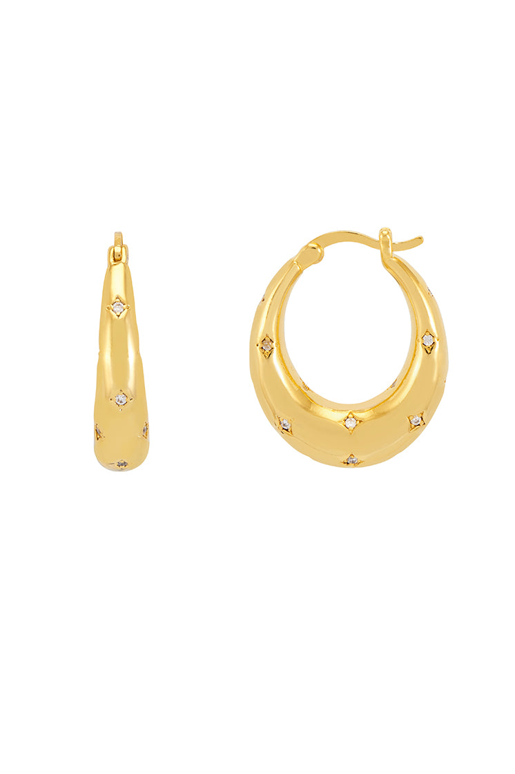 Sparkling White CZ Star Chunky Hoop Earrings for Women - Trendy Fashion Jewelry for Parties, Weddings & Everyday Wear
