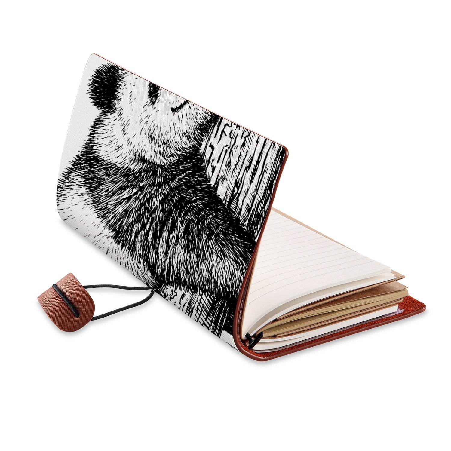 Premium Traveler's Notebook - Cute Animal Design Leather Journal for Writing, Sketching & Note Taking - Perfect Gift for Students, Writers & Travel Enthusiasts