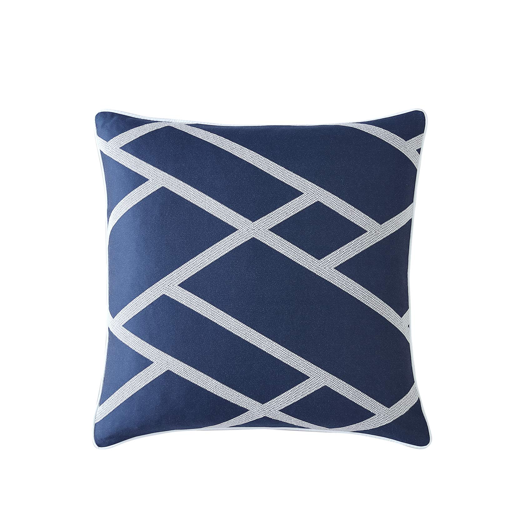 Premium Kennedy Navy European Pillowcase - Luxury 100% Cotton Shams for Sofa, Bed & Home Decor - Elegant Living Room & Bedroom Accent Pillow Cover