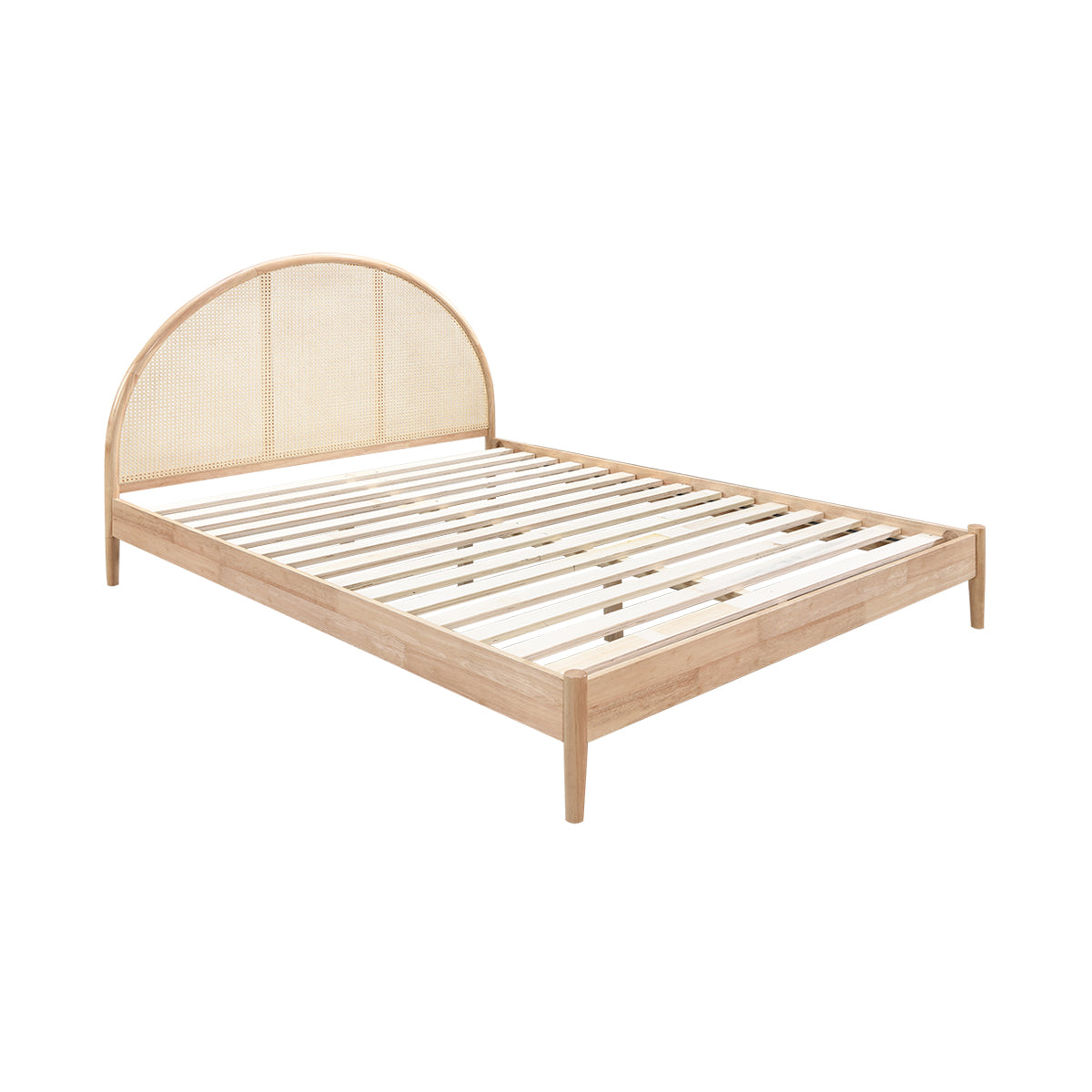 Avery Arch Rattan Double Bed Frame - Natural Wicker Weave Design for Bedroom, Guest Room, or Vacation Home - Queen/King Size Rattan Bed with Sturdy Wooden Frame