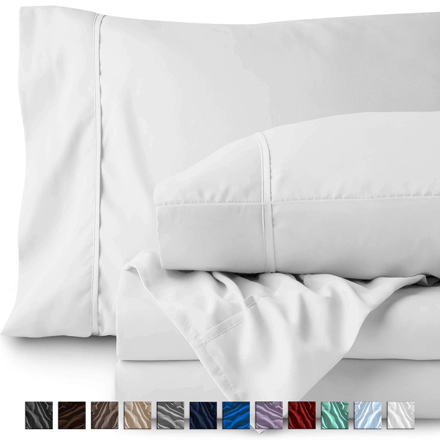 Luxury California King Size Sheet Set - 4 Piece Ultra Soft & Cooling Bed Sheets with 18 Inch Deep Pockets - Wrinkle Free, Breathable Hotel Quality White Sheets for Comfortable Sleep - Perfect for Master Bedrooms, Guest Rooms & Luxury Hotels