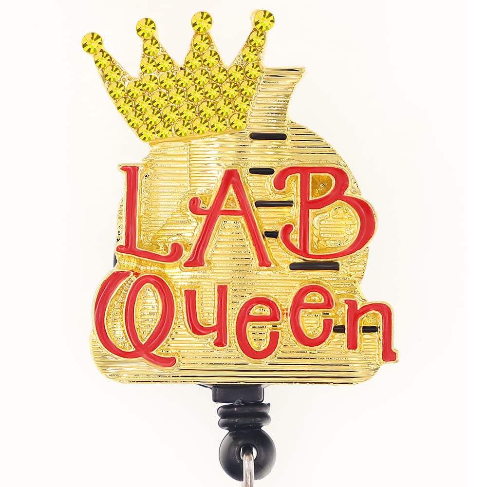 Stylish Retractable Badge Reel for Nurses & Doctors - Laboratory Queen Design - Perfect for Hospitals, Clinics & Healthcare Professionals