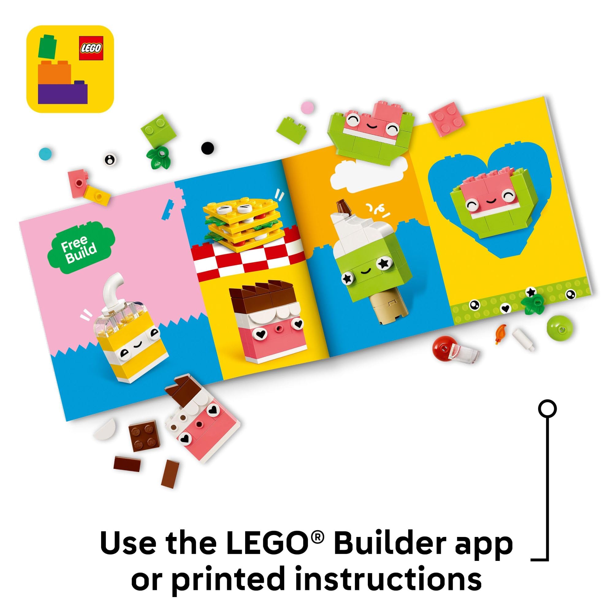 LEGO Classic Creative Food Friends Building Toy Set (11039) - Pretend Play Food Kit for Kids Ages 4+, Educational STEM Toy for Preschool Learning - Perfect Birthday Gift for Boys & Girls - Fun Kitchen Role Play & Creative Building Activities