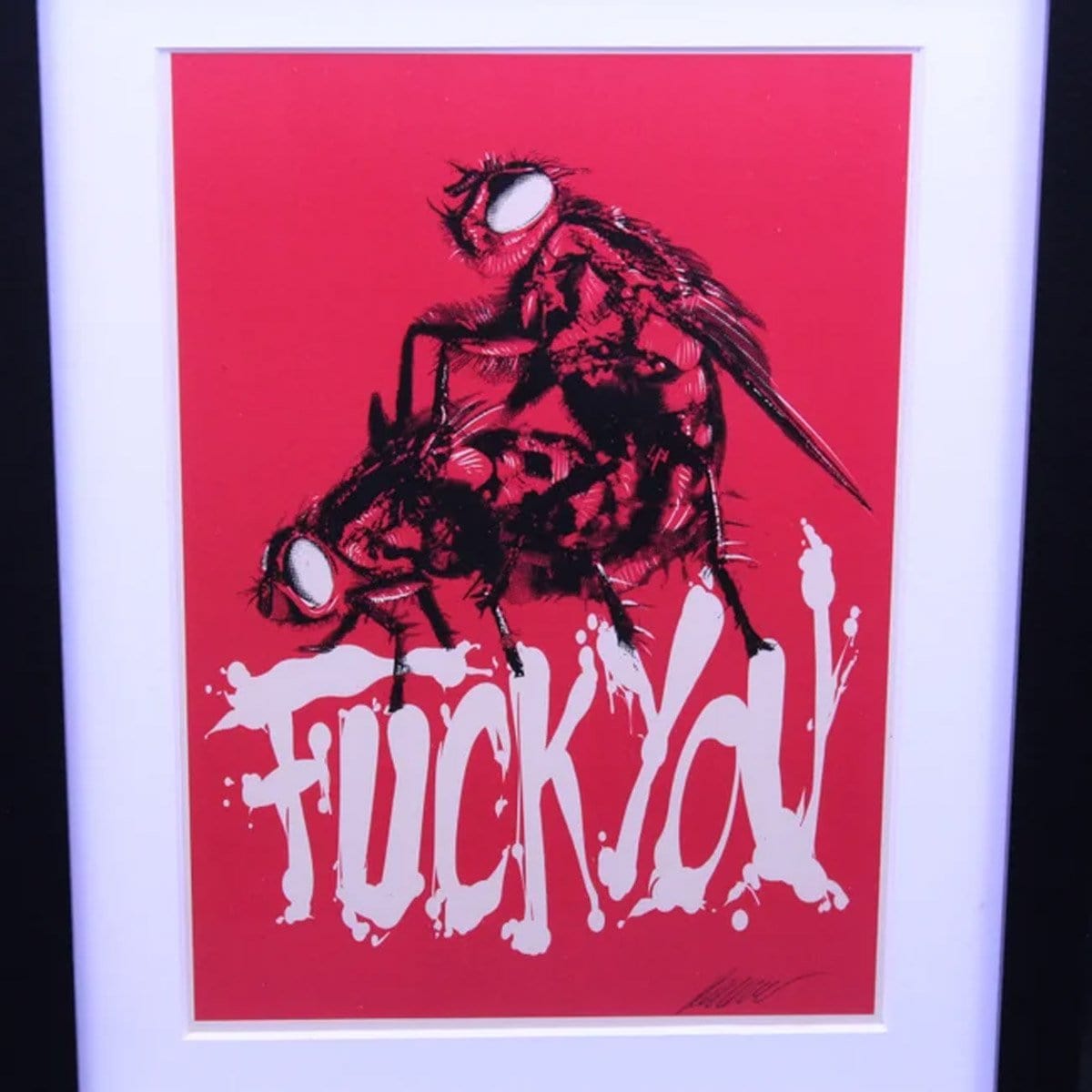 Godmachine Signed 'Fuck You' Fly Lithograph Art Print - Punk Rock Wall Decor for Home, Office & Music Studio