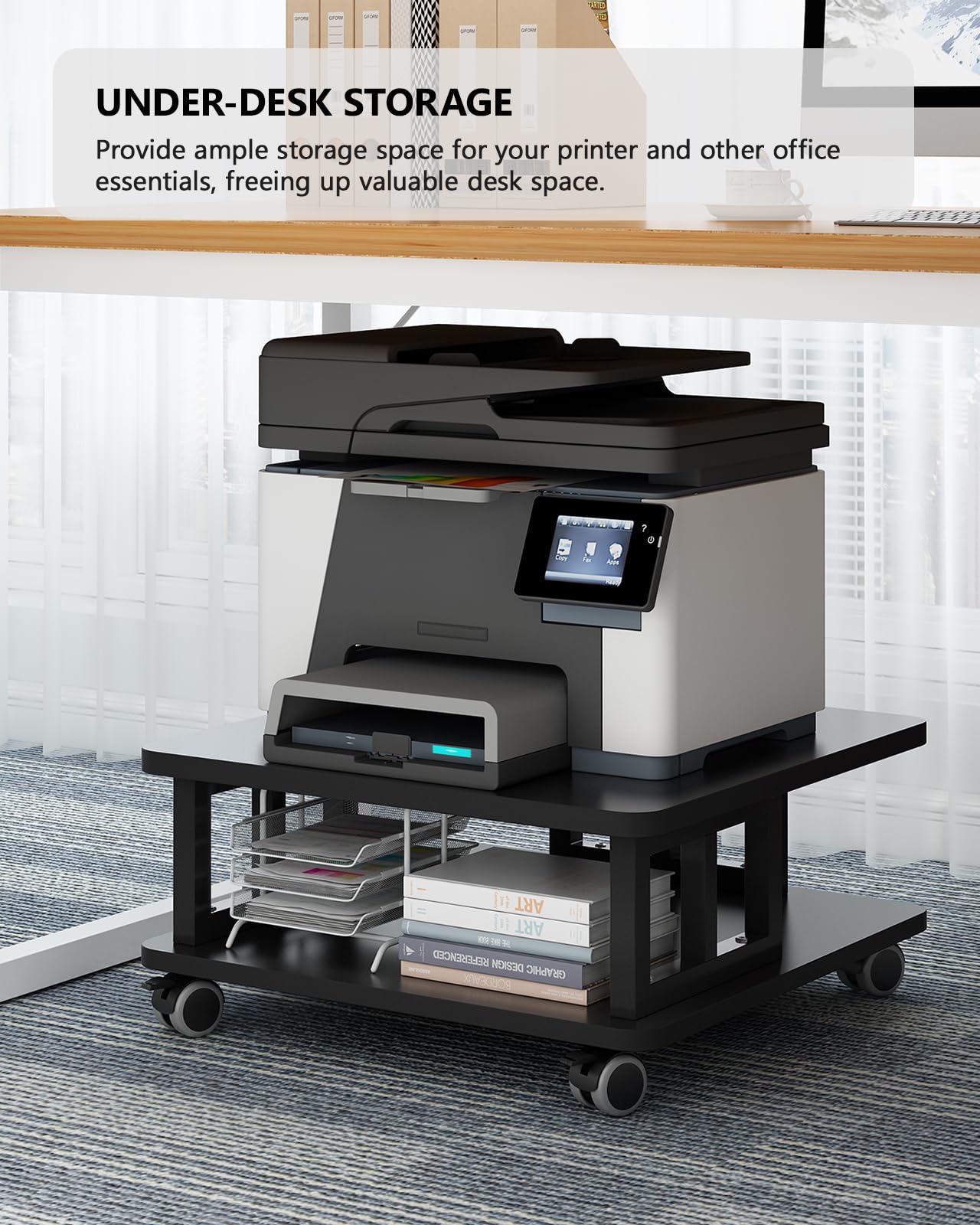 2-Tier Mobile Printer Stand with Wheels - 23.6