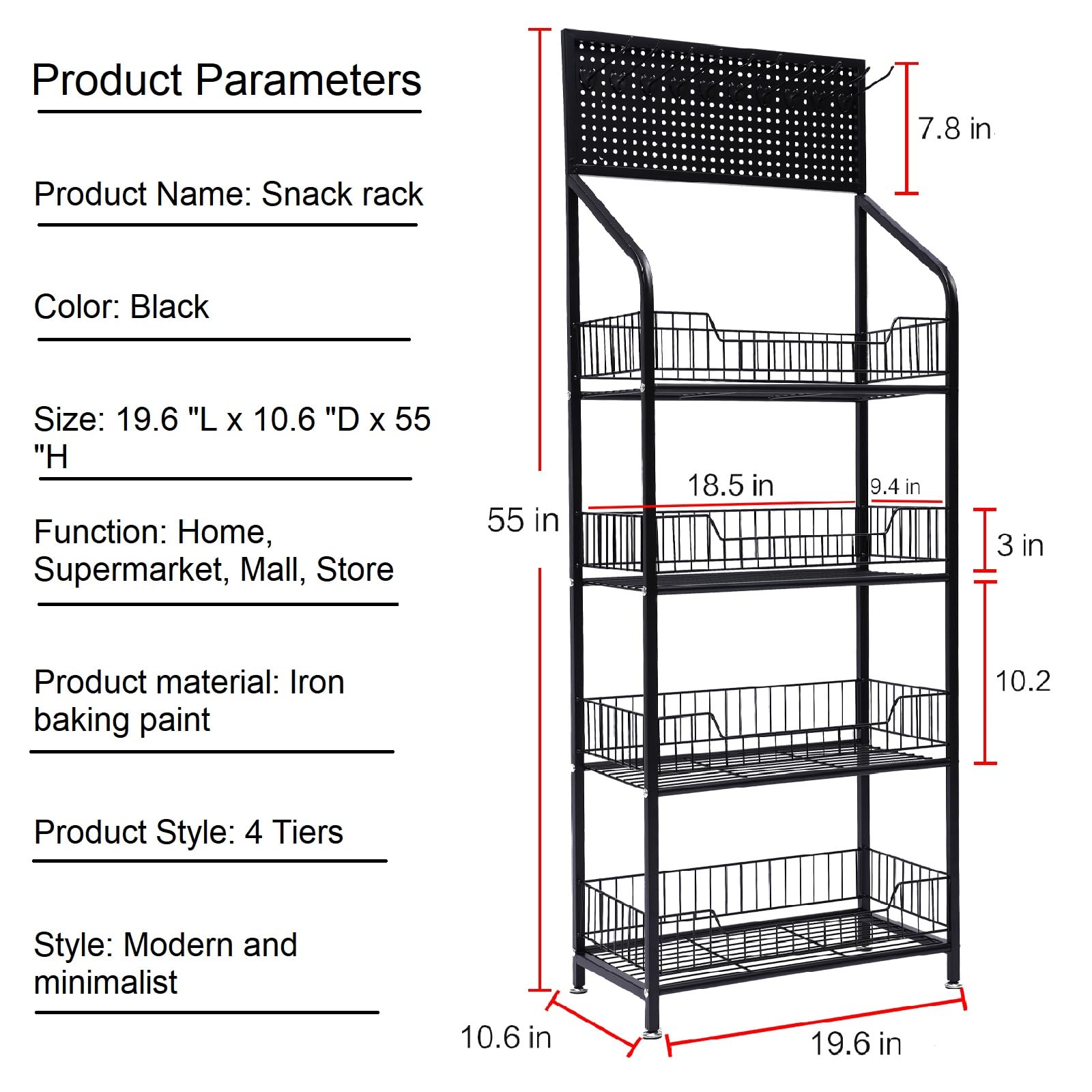 4-Tier Heavy Duty Metal Rolling Kitchen Shelf - 19.6