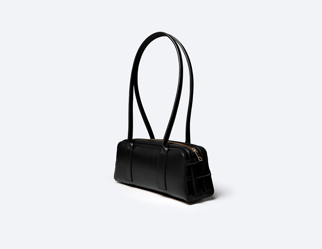 Paquin Vegan Italian Grape Leather Shoulder Bag for Women | Onyx Black | Ethical Fashion Handbag for Work, Travel & Everyday Use