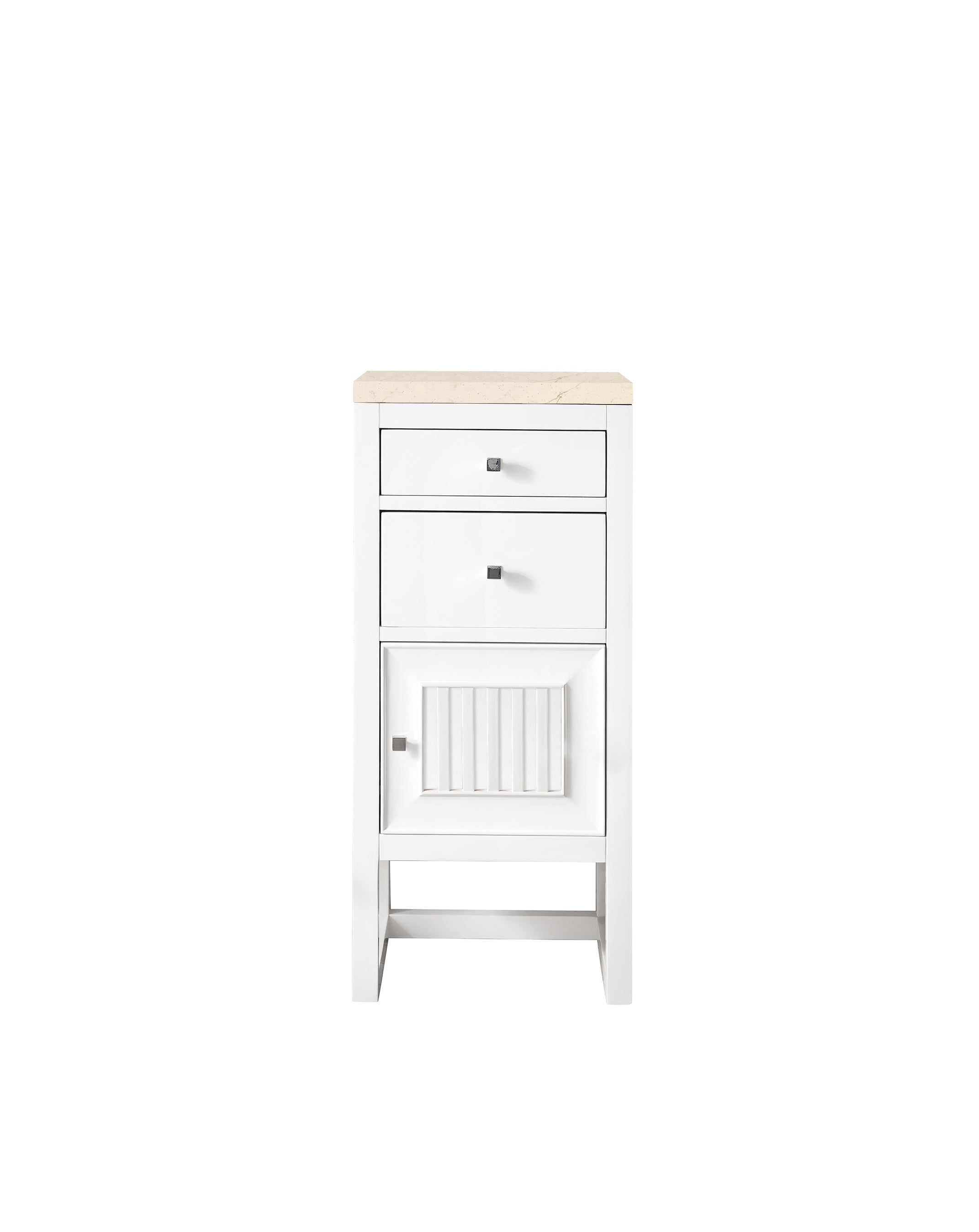 Athens 15-Inch Wall Cabinet with Drawers & Door - Glossy White Finish & 3cm Eternal Marfil Countertop | Perfect for Kitchen, Bathroom & Home Organization Storage