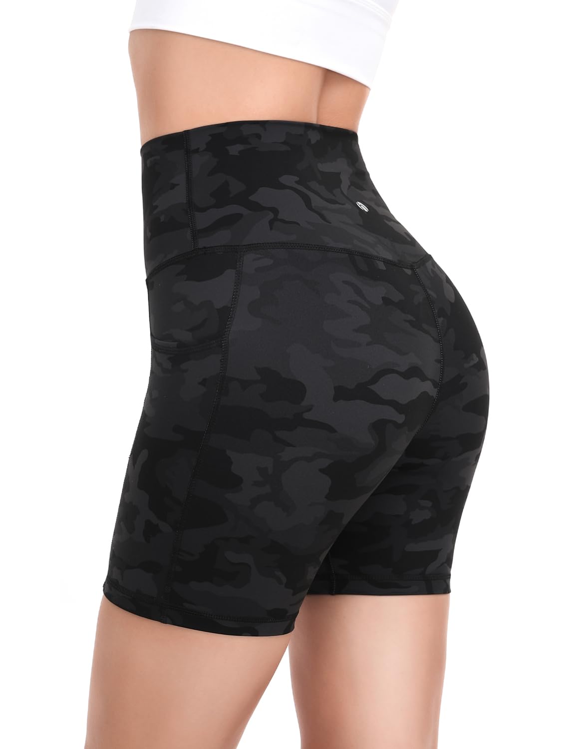 HeyNuts Women's High Waist Compression Yoga Shorts with Side Pockets - 4