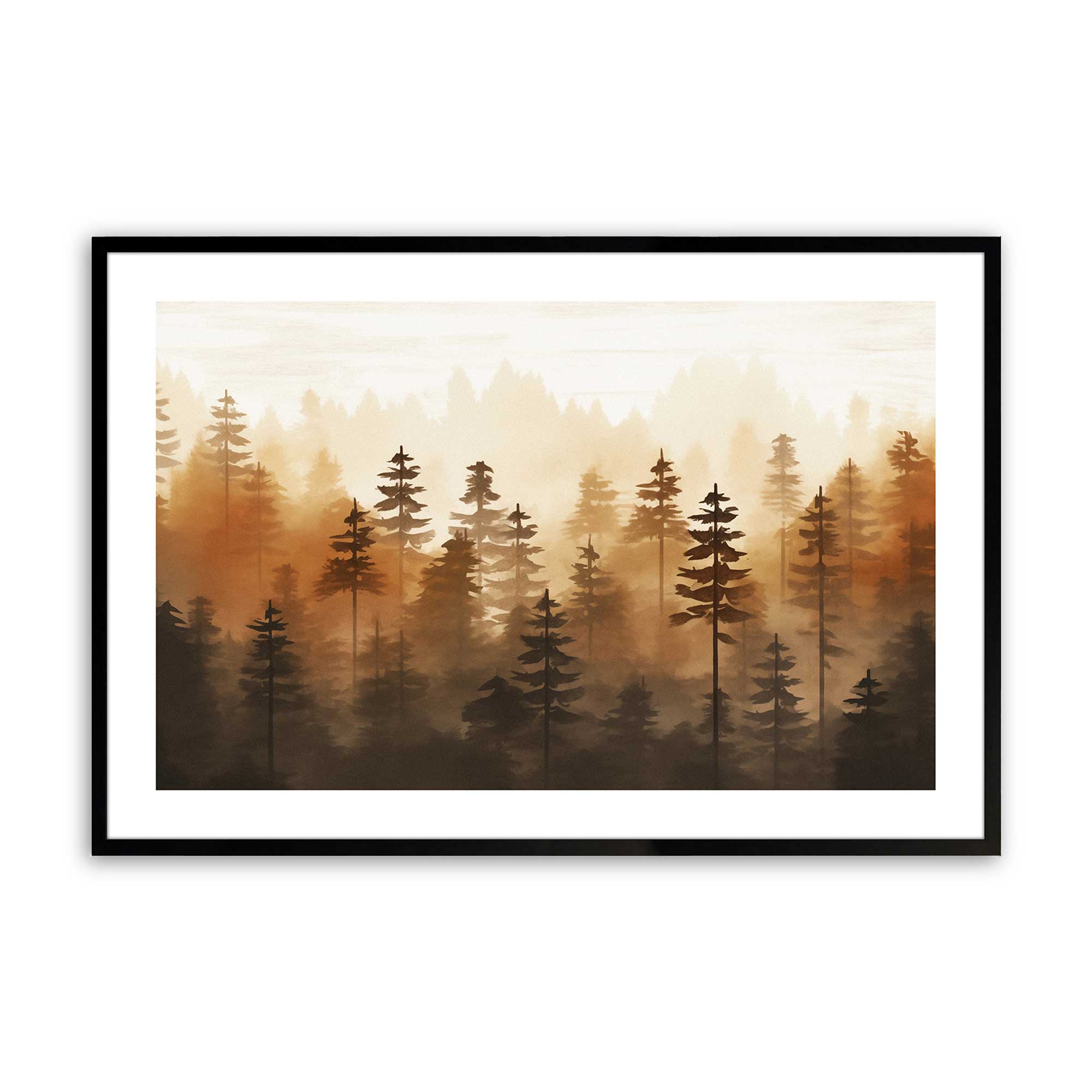 Golden Mist Woodland Print Wall Art - Nature-Inspired Canvas Painting for Home & Office Decor - Perfect for Living Room, Bedroom & Study Room