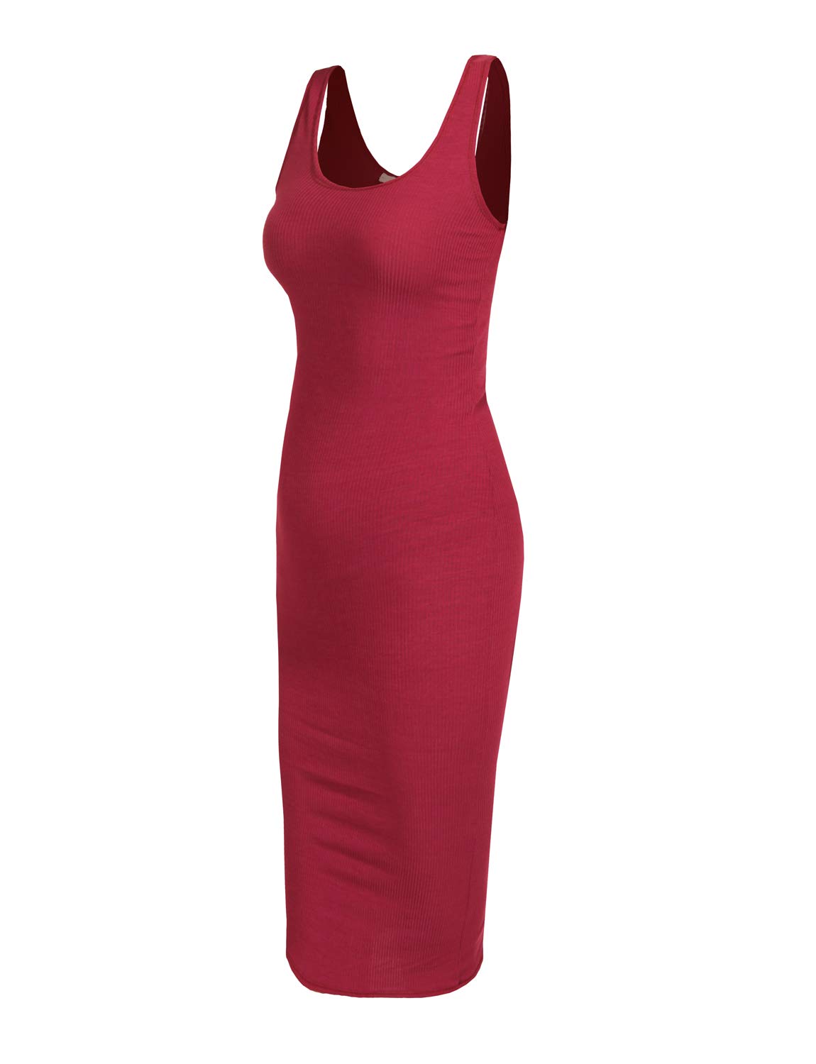 J. LOVNY Women's Ribbed Knit Midi Dress with Back Slit - Elegant Casual & Office Wear for Fall/Winter