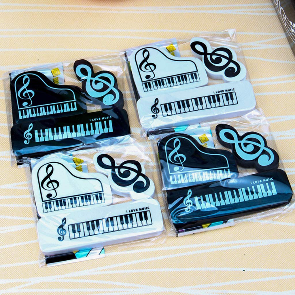 3-Piece Musical Piano Notes Rubber Pencil Eraser Set - Fun School & Office Supplies for Students, Kids Gifts - Perfect for Homework, Art Projects & Music Lovers