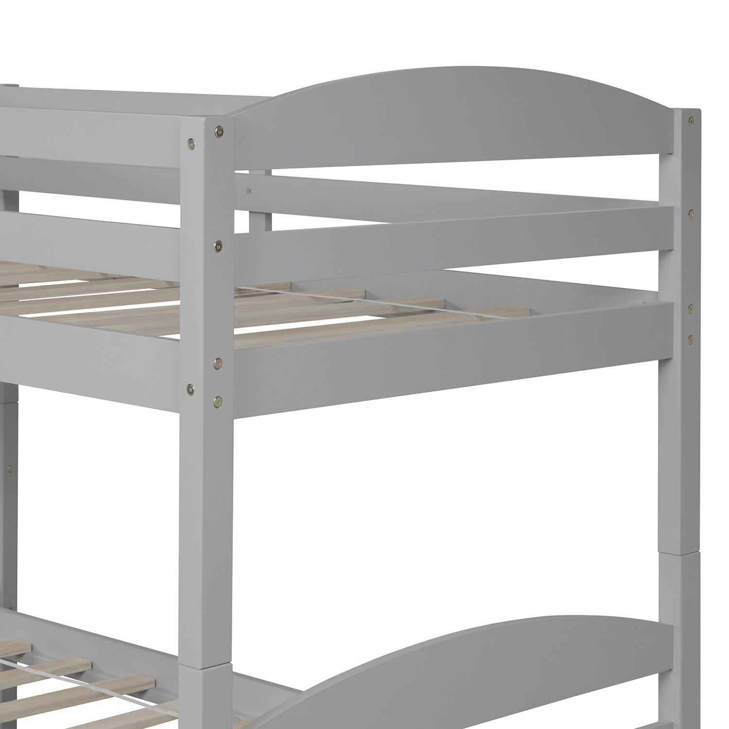 Kids Twin Over Twin L-Shaped Corner Bunk Bed with Trundle - 5 Bed Wooden Bunk Bed Frame with Full Guardrails & Flat Ladder (Gray) - Perfect for Small Bedrooms, Guest Rooms & Vacation Homes