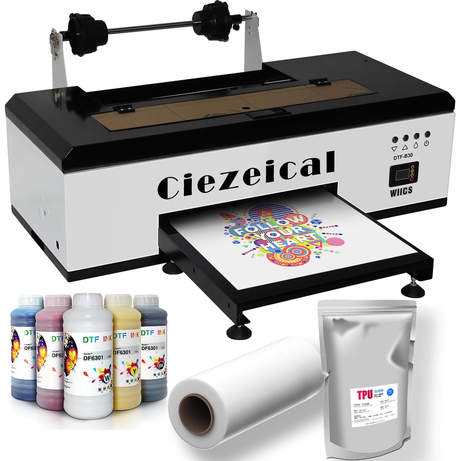 DTF Printer A3 1390 Automatic White Ink Stirring & Timing Circulation DTF Transfer Printing Machine for T-Shirts, Hoodies, Shoes, Hats, Bags - DIY Custom Apparel & Promotional Products (Includes Accessories) | Perfect for Small Businesses, Home Crafting & Personalized Gift Making