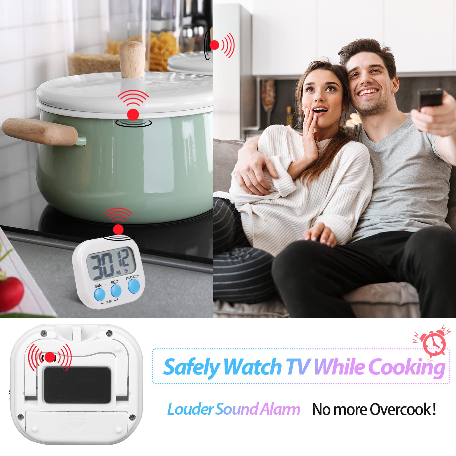 WeeWooday 24-Pack Magnetic Digital Kitchen Timer with LCD Display - Count Up/Down, Loud Alarm for Cooking, Baking, Teaching (Colorful) | Perfect for Classrooms, Kitchens & Home Use