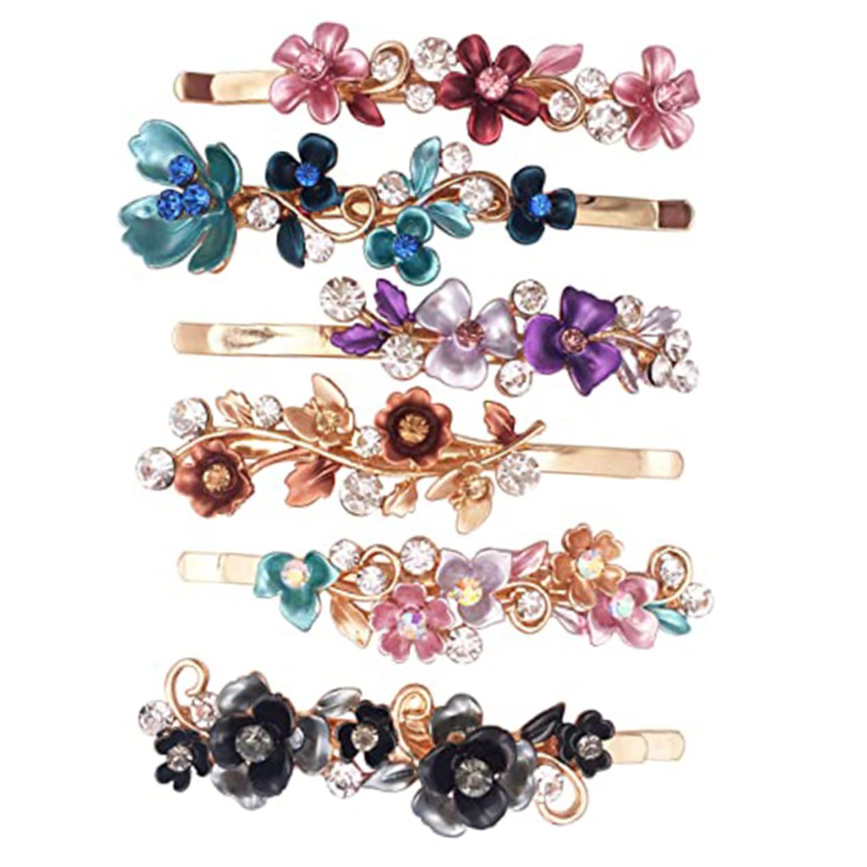 FRCOLOR 6pcs Vintage Floral Hair Clips for Women - Metal Hair Claw Clips & Barrettes - Elegant Hair Accessories for Wedding, Party & Everyday Style