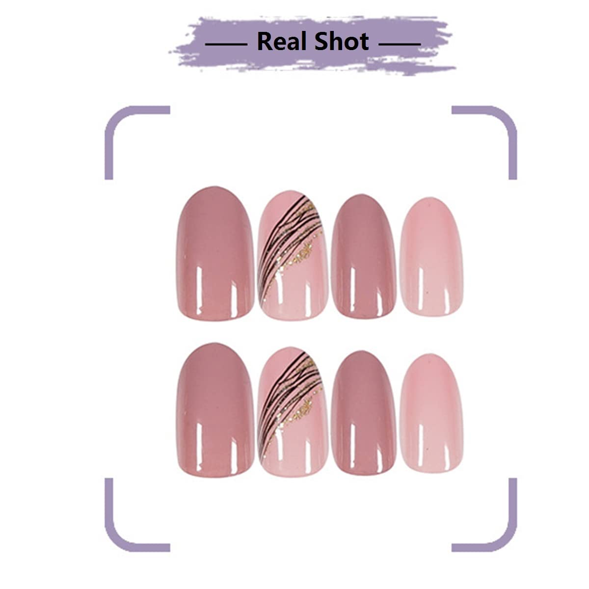 48-Piece French Tip Press-On Nails Set - 2 Packs Short Almond Fake Nails with Nail Glue, Full Cover Stick-On Nails for Women & Girls | Perfect for Parties, Weddings, and Everyday Glam (Style 8211)