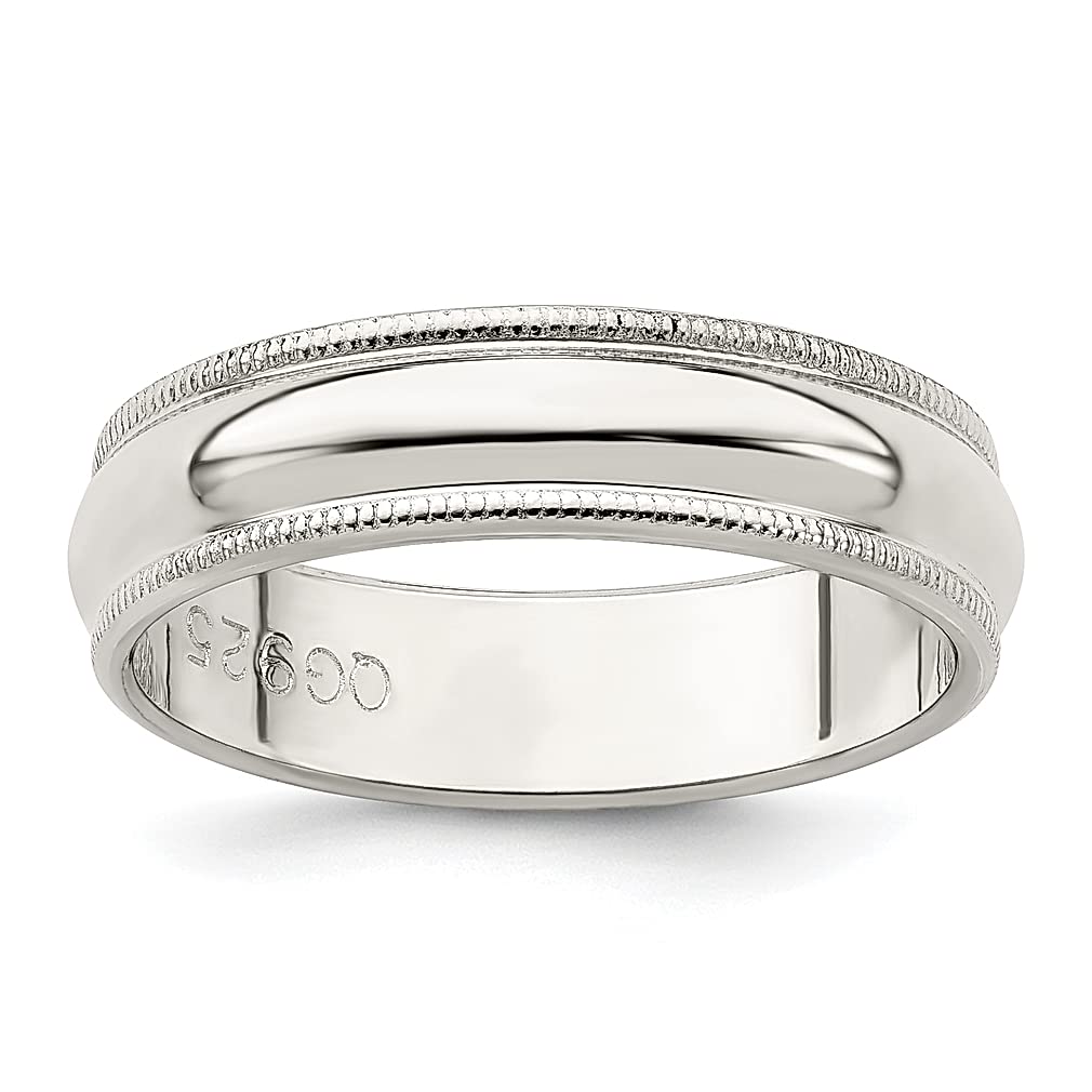 925 Sterling Silver 5mm Half Round Milgrain Wedding Band Ring - Size 10.5 Classic Fine Jewelry for Women | Elegant Gift for Her, Anniversary, Engagement & Bridal Jewelry