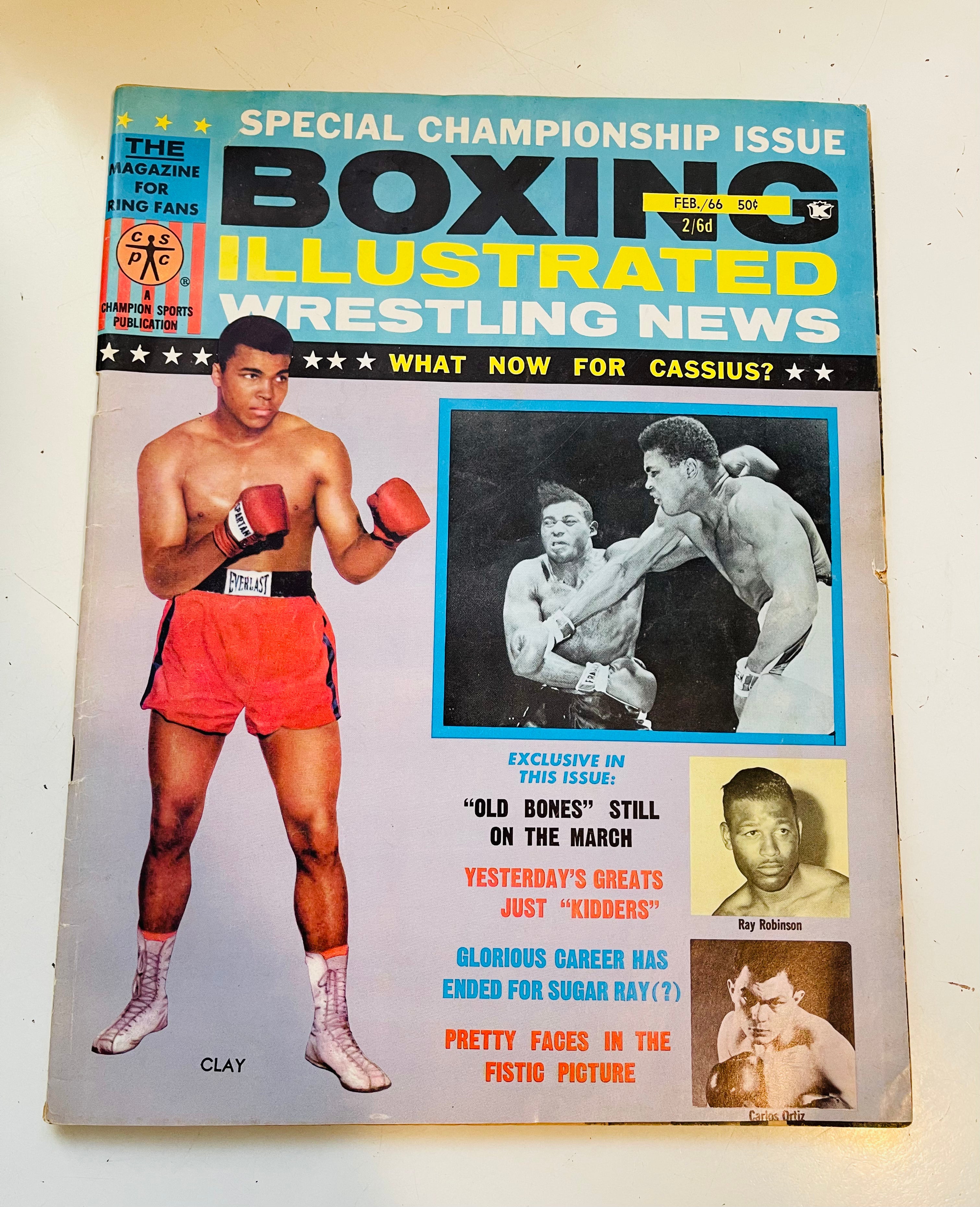 Vintage Feb. 1966 Boxing Illustrated Magazine Featuring Muhammad Ali - Collectible Sports Memorabilia for Boxing Fans & History Enthusiasts | Perfect for Display, Gifts, and Sports Collections